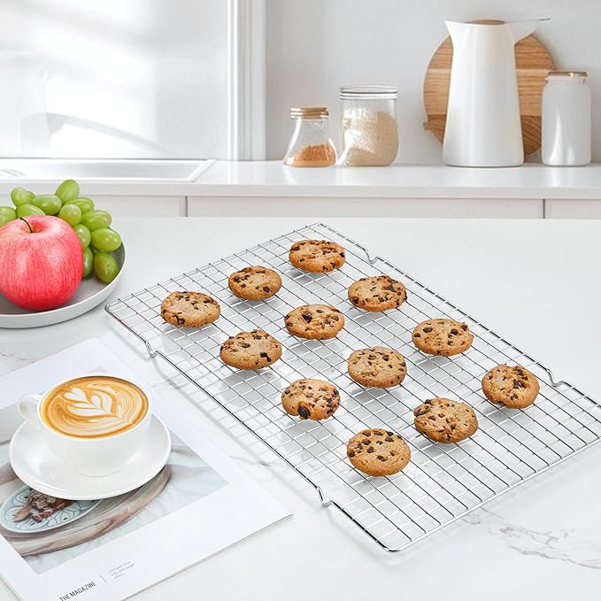 Gymdin Cooling Racks for Cooking and Baking - 3PCS 16" x 10" Premium Stainless Steel Wire Cookie Cooling Rack for Baking, Roasting, and More - Oven & Dishwasher Safe - Fits Jelly Roll Pan