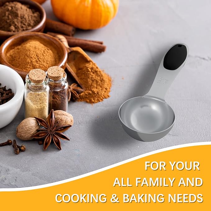 LEIFENY 1PCS 1 Tsp(1/3tbsp, 1/6oz, 5ml) Single Measuring Spoon with Black Silicone Grip, Stainless Steel Individual Measure Scoop Only