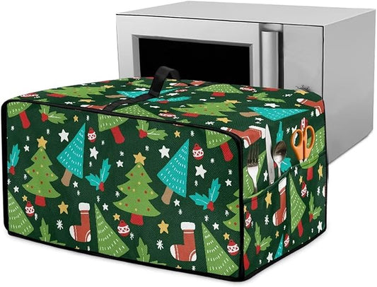 Doojoayie Christmas Tree Toaster Cover 8 Slice Decorative Toaster Oven Cover for Holiday Home Decor Universal Fit Kitchen Appliance Covers with Top Handle Belt, Easy to Storange