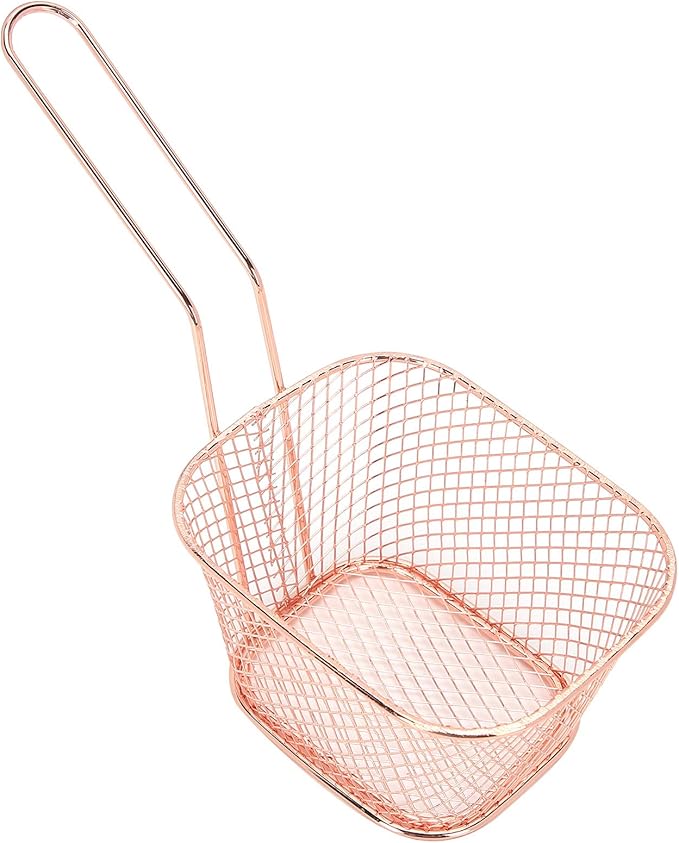 4Pcs Stainless Steel Frying Net Basket flexible design Cooking Strainer for French Fries Food Kitchen Tool(Rose gold)