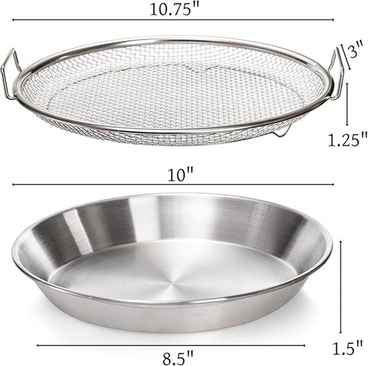 10.3" Kitchen Oil Filter Tray, Stainless Steel Air Fryer Mesh Pan, Draining Basket Accessories for Fried Food, Cooking Net Strainer Colander for Barbecue Grill Vegetable Dessert
