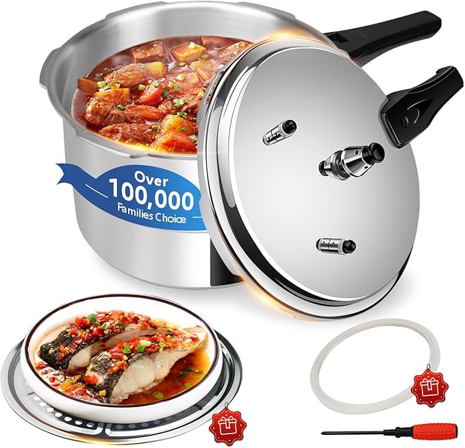 3.17 Quart Pressure Cooker Aluminum, Small Mini All Stovetops Induction Compatible Thickened Pressure Cooker with Spring ollas de presión para cocinar 3+qt