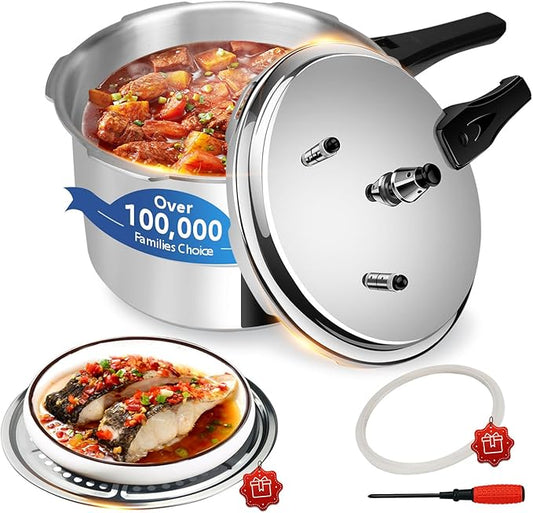 3.17 Quart Pressure Cooker Aluminum, Small Mini All Stovetops Induction Compatible Thickened Pressure Cooker with Spring ollas de presión para cocinar 3+qt