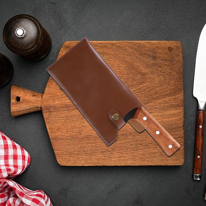 Cabilock Kitchen Knife Leather Cover Artificial Sheath Protective Case for Meat Cleavers Utility Knives Compact Carry Storage