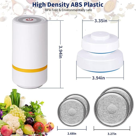 Electric Mason Jar Vacuum Pump Kit: Wide Mouth Jars Compatible with Food Saver Vacuum Sealer Machine