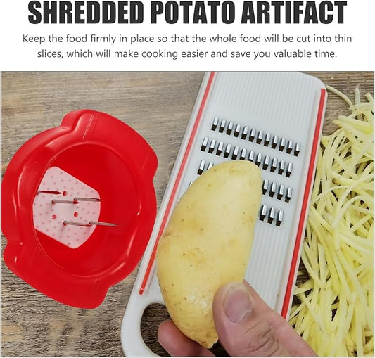 Garneck Food Safety Holder for Mandolin Slicer or Grater, Finger Anti-Cut Protectors for Vegetable Grater Peelers Food Slicer Cutter Finger Guard for Mandoline Slicer Cutting Red
