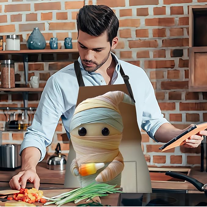 Funny Cat Apron with 2 Pockets Waterproof for Men Women Kitchen Garden Decor