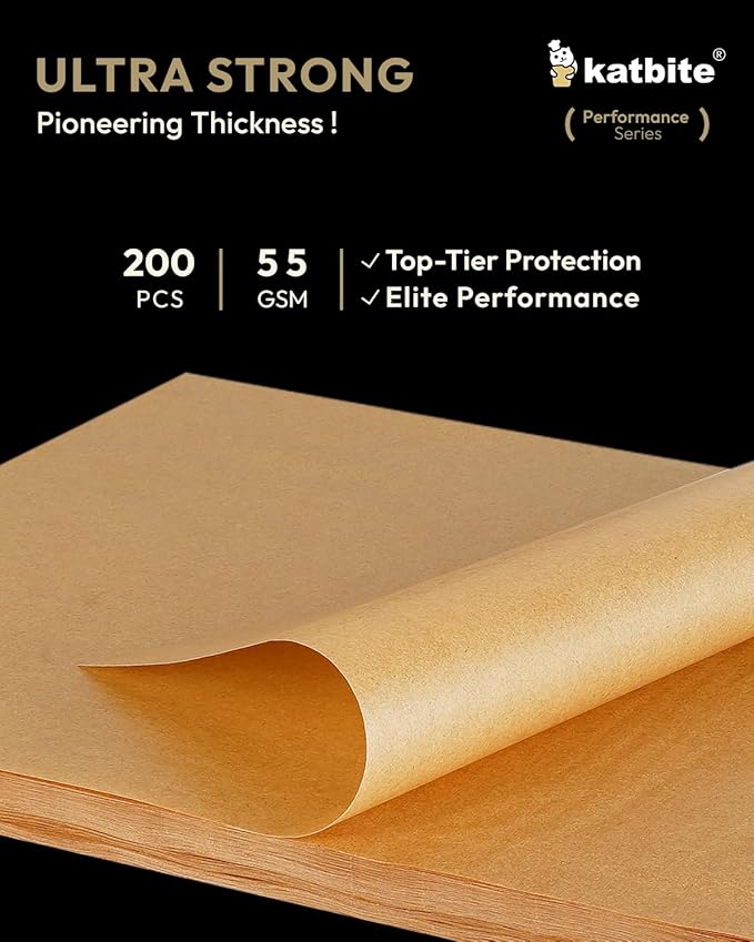 Katbite 400 Pcs Parchment Paper Sheets, 12x16IN Ultra-strong Unbleached Baking Paper Non-Stick for Professional Baking, Pre-cut Parchment Paper Suitable for Baking,Cooking [Performance Series]