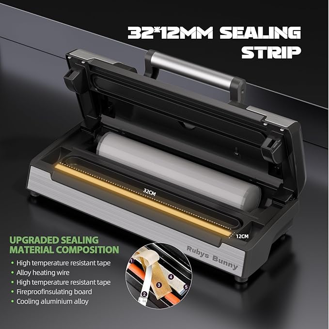 Precision Vacuum Sealer, 90Kpa Vacuum Sealer Machine, 10-in-1 Functions, Easy-lock Handle, Double Pump Vacuum Sealer Machine with Bags Storage, Built-in Cutter, Stainless Steel
