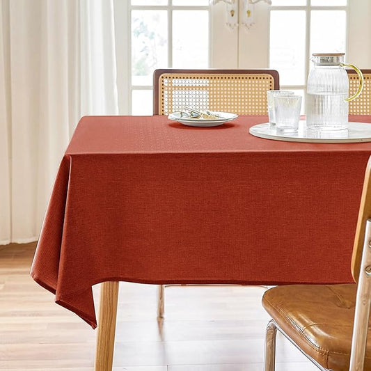AUSSPVOCT Faux Linen Fall Table Cloth Rectangle Table 52x70 Water Resistant Spill-Proof Wipeable Wrinkle Free Fabric Tablecloth Rectangular Dining Cover for Birthday Party Farmhouse Outdoor Kitchen