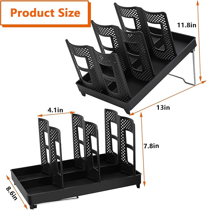 Cup and Lid Holder, Adjustable Coffee Cup Organizer 6 Compartment, Disposable Paper Cup Dispenser fits 8-22oz, Plastic Cup Storage Rack for Coffee Station Bar Countertop Breakroom, Station