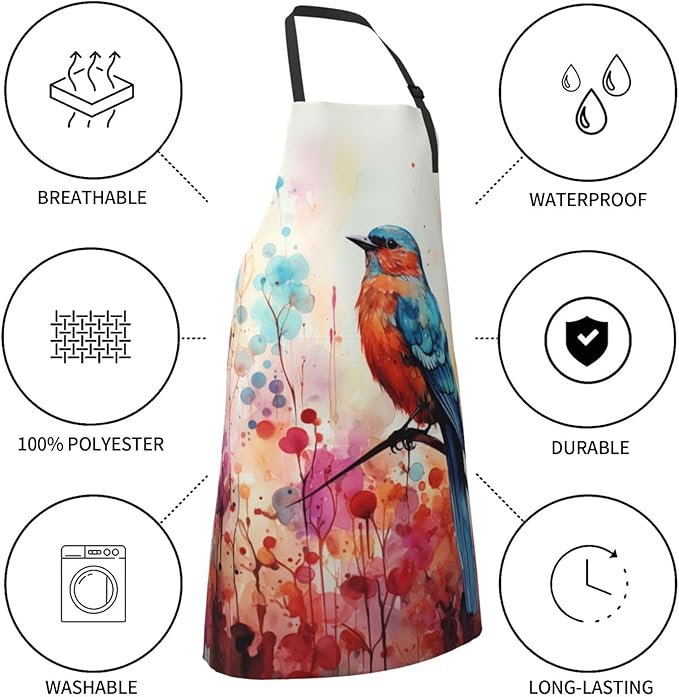 Apron with Pockets Aprons for Women Men Kitchen Chef Apron for Cooking Gardening Server Waitress Painting