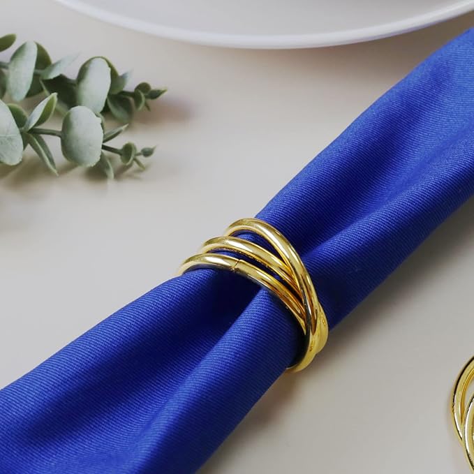 Napkin Rings Set of 8,Gold Napkin Ring Holders for Spring,Wedding,Easter, Birthday,Valentine,Holiday, Hotel, Dinner Party,Christmas and Table