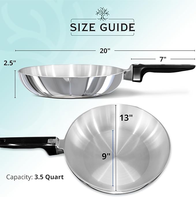 MAGNAWARE Chef Skillet – Quick & Even Heat Distribution – Lightweight Cast Aluminum Frying Pan – No Seasoning Required – PFOA & PTFE Free – Oven Safe Up to 350°F – Classic Vintage Design (13 Inch)