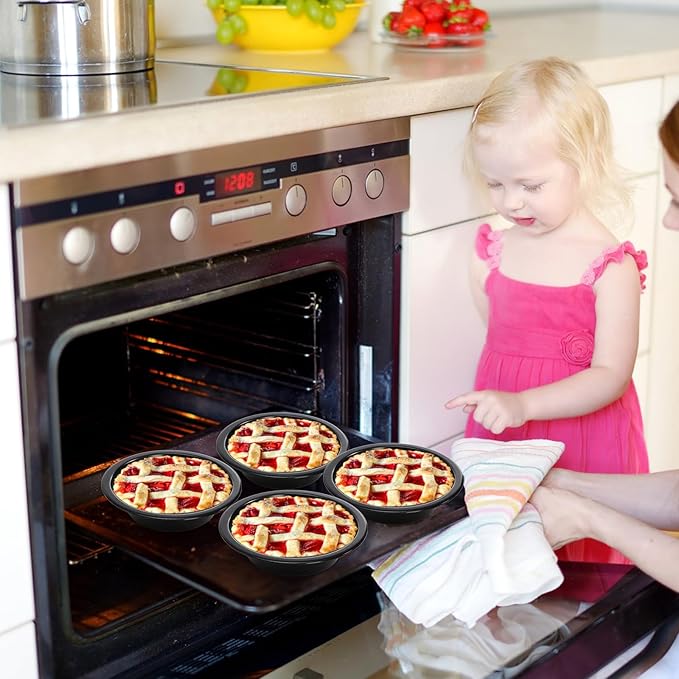 Suwimut 10 Pieces Mini Pie Pans, 5 Inch Individual Small Round Cake Pan, Reusable Nonstick Carbon Steel Pie Tins for Oven and Instant Pot Baking Chicken Pot Pies, Quiches, Fruit Pies