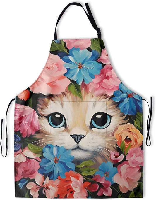 Apron with Pockets Aprons for Women Men Kitchen Chef Apron for Cooking Gardening Server Waitress Painting
