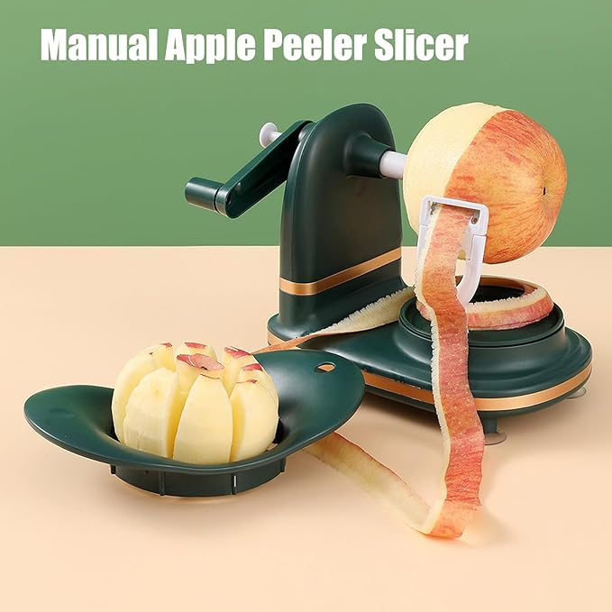 Apple Peeler, Manual Apple Peeler Slicer Corer with Suction Cup Base Hand Crank Apple Peeler Machine Simple Operation Apple Slicer Small Apple Corer and Slicer