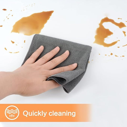 KinHwa Kitchen Washcloths for Dishes Absorbent Microfiber Dish Cloths Quick Dry Dish Rags with Poly Scour Scrub Side Ideal for Kitchen Cleaning (Gray, 8inchx8inch 20pack)