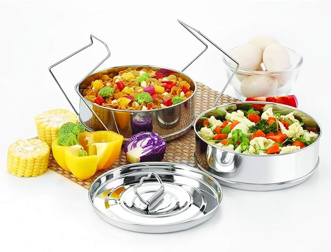 Stackable Stainless Steel Insert Pans - 3QT- Inserts for Instant Pot - Pan for Instapot - Accessories for Instant Pot 3QT and above - Pressure Cooker Steamer Accessories