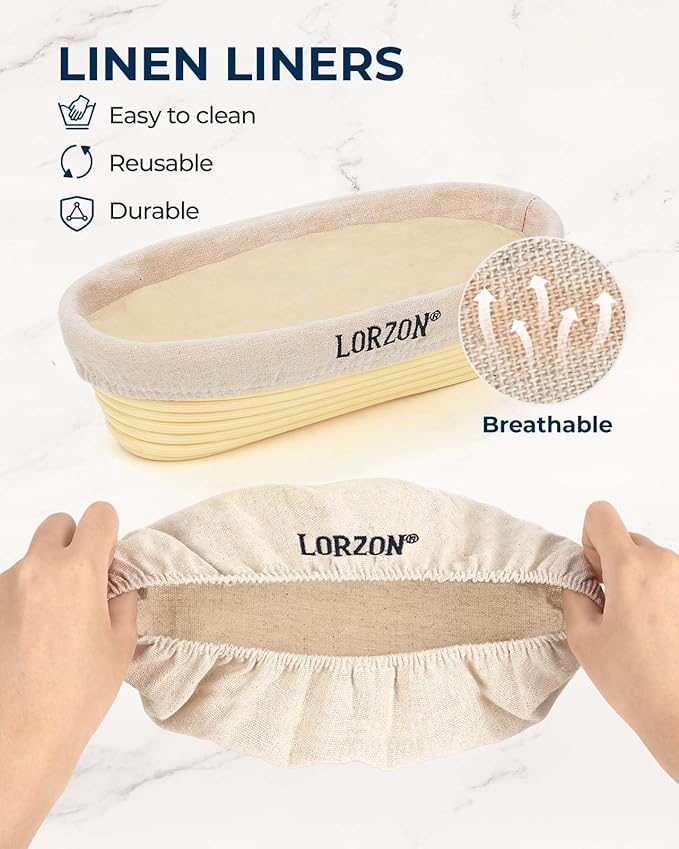 Banneton Bread Proofing Baskets Set, 10″ Round & 11″ Oval Sourdough Proofing Baskets with Liners, Proofing Bowls for Sourdough Bread (Plastic)