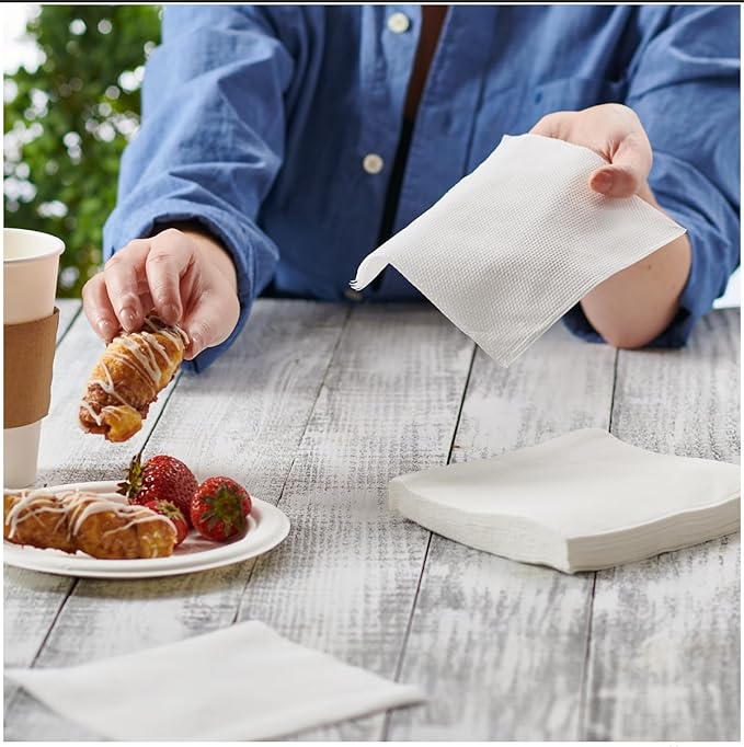 Pantry Value [500 Count - 6x6 Inch folded] 1-ply White Lunch Napkins - Disposable Absorbent Paper Napkins for Everyday use, Events, Parties (12x12 Inch unfolded)