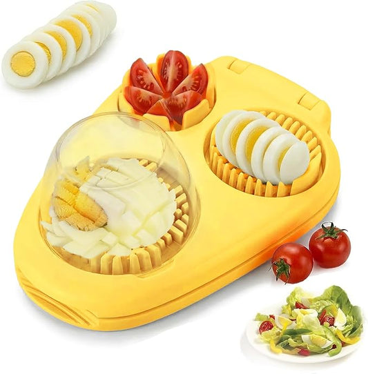 1 Pack Yellow Heavy Duty Egg Slicer with 3 Cutting Modes, Stainless Steel Egg Cutter for Hard Boiled Eggs, Strawberry, Mushroom, Grape, Kitchen Dicer Tool, Send Goods From Local Warehouse