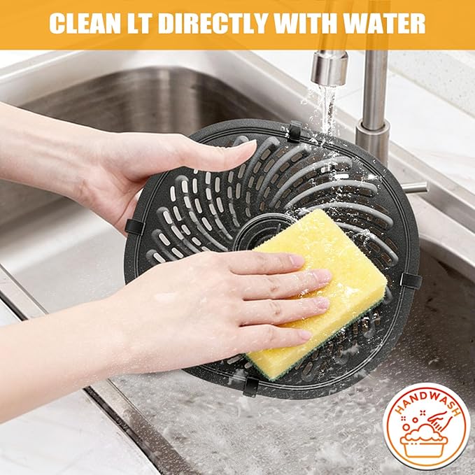 Air Fryer Replacement Tray for Power XL Vortex 7 QT Air Fryer, Oval Nonstick 10.3''×9.5'' AirFryer Replacement Parts Accessories Rack Basket Grill Pan Grill Plate Crisper Plate with Rubber Bumpers