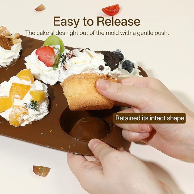 Firstfooby 4 Pack Silicone Muffin Pan for Baking, Regular Size Nonstick Cupcake Pan, 6-Cup Silicone Muffin Tin BPA Free Dishwasher Safe, Great for Muffin Cupcake Brownie Egg Tart
