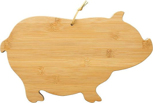 Totally Bamboo Pig Shaped Bamboo Wood Cutting Board and Charcuterie Board