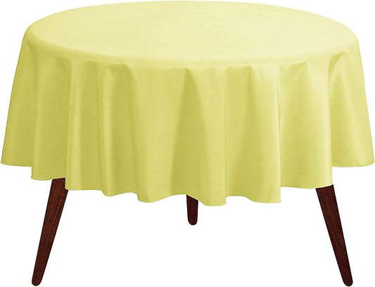 Gee Di Moda Round Tablecloth - 108 Inch Yellow Round Table Cloth for 48 to 72 Inch Round Tables - Heavy Duty Washable Fabric - for Buffet Table, Holiday Party, Dinner, Wedding & Baby Shower