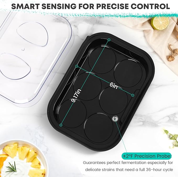 Yogurt Maker with Adjustable Temperature & 48H Timer - 6 Glass Jars for Homemade Probiotic Yogurt, for Family Wellness & Healthy Diet Lovers