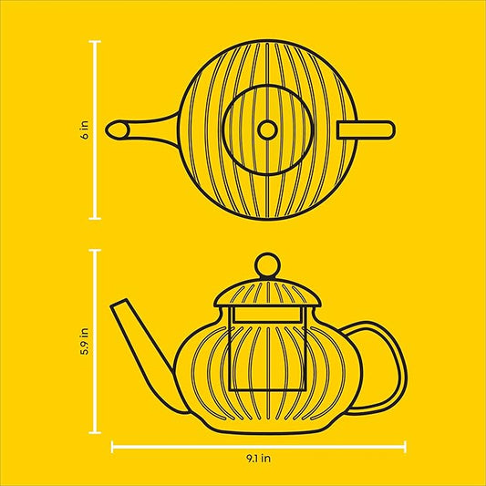 JoyJolt Fluted Glass Teapot Set 34oz, Stovetop Safe Tea Kettle, Borosilicate Clear Kettle with Removable Glass Infuser, Blooming and Loose Leaf Tea Maker and Brewer