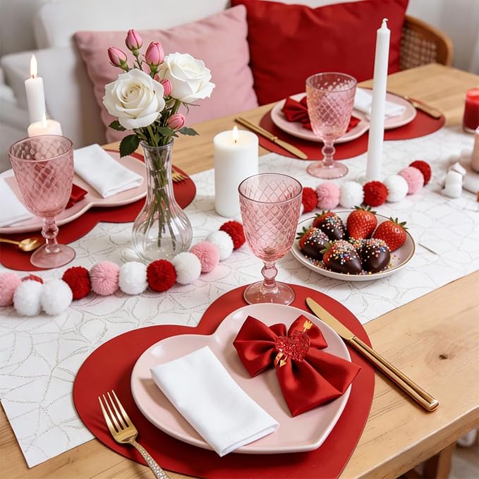 Red Heart Napkin Rings Serviette Holder Set of 8, Metal Love Napkin Ring with Gold Buckles for Valentine's Day, Wedding, Birthday Party, Thanksgiving Day, Christmas Day,Dining Table Decoration