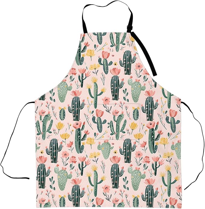 Desert Bloom Apron,Adjustable Waterproof Oxford Fabric Kitchen Apron with 2 Pockets for Men and Women, Cooking, Baking, BBQ, Coffee Shop, Housewarming Gifts, 28x33 Inches