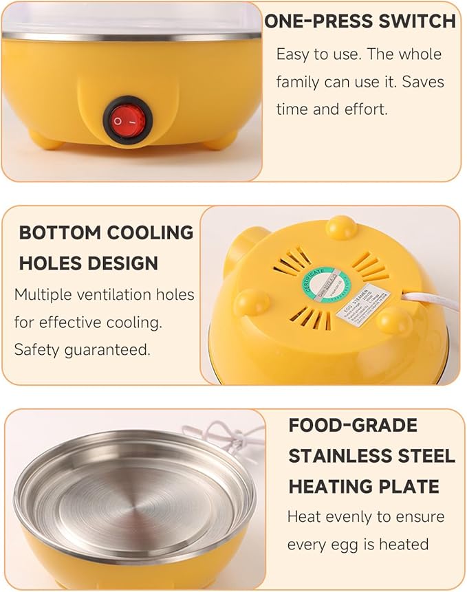 Set of 2: Egg Cooker Boiler Electric Steamer + Egg Slicer Cutter for Hard Boiled Eggs (Black)