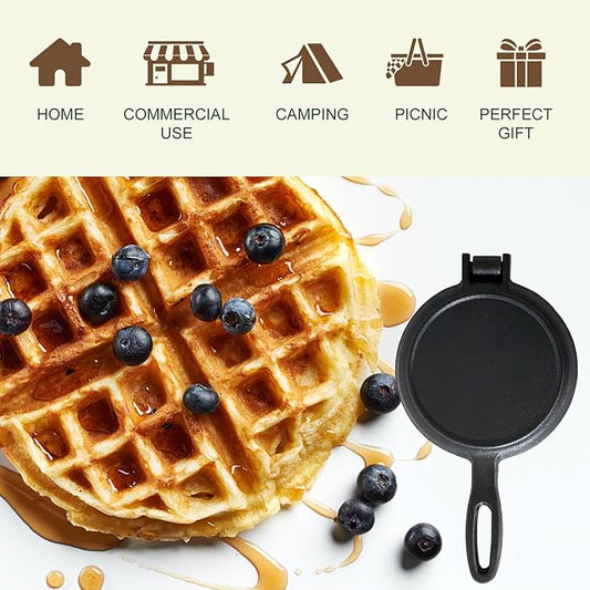 7 Inch Round Cast Iron Waffle Iron Plant oil care Two Piece Hinged Non Electric Waffle Maker For Commercial Breakfast Kitchens