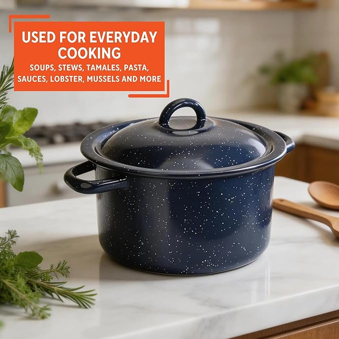 IMUSA 6.0qt Enamel Stock Pot, Blue