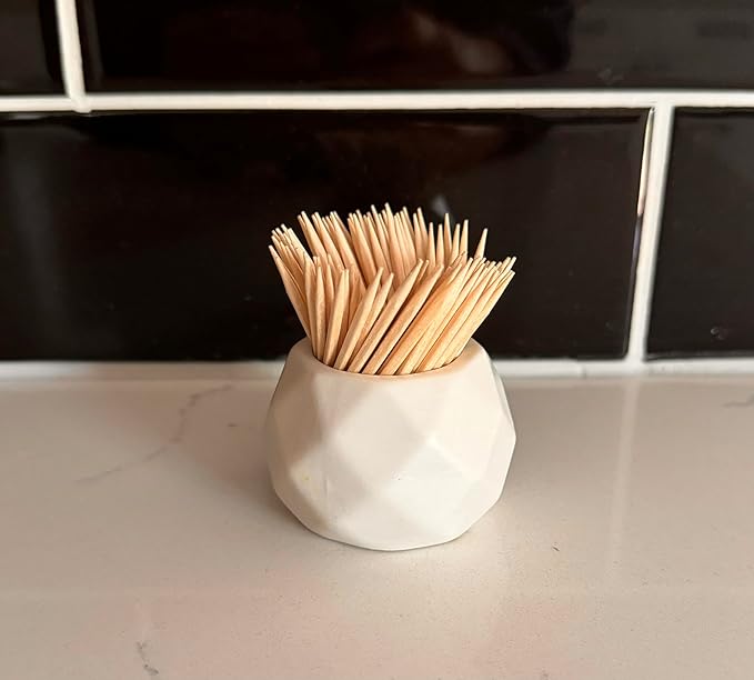 Ceramic Toothpick Holder - Classic White Oval Design - Toothpicks Holder Dispenser | Toothpick Holders Decorative | Great for Parties, Weddings, or Get-Togethers with Friends