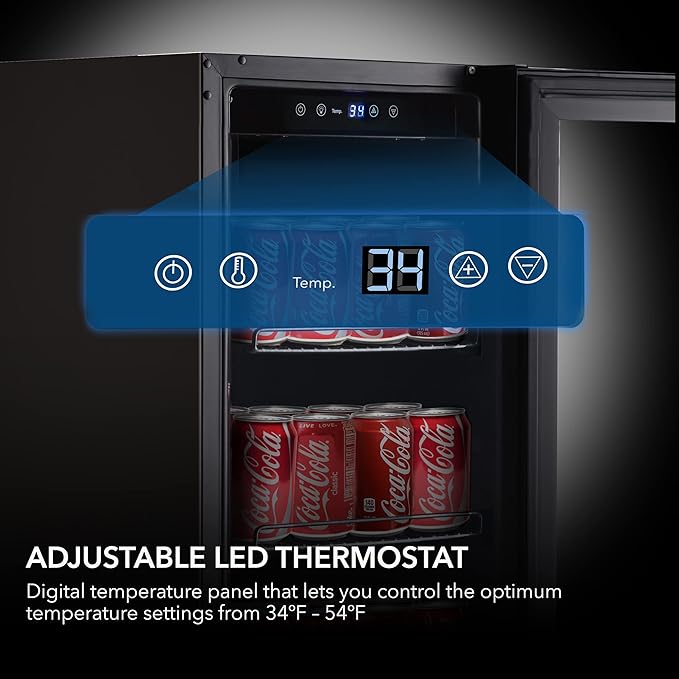Whynter BBR-801BG Built Beverage Refrigerator and Cooler Mini Fridge with Glass Door with Lock, 3.0 Cubic Feet, Black, 100