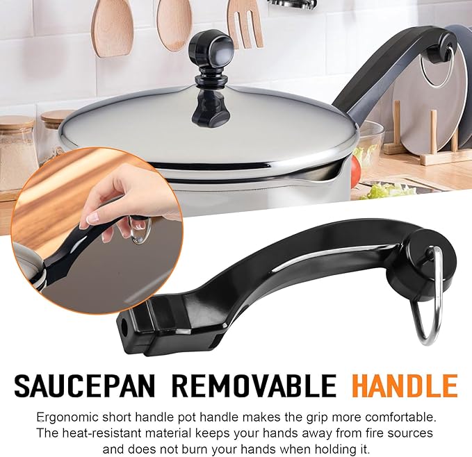 P08-031 Saucepan Handle Fits for Farberware 1, 1.5, 2, 2.5 QT Pot Short Saucepans Handle Frying Pan - Configuration Provides Comfortable Grip While Maintaining Proper Balance During Cookware Saucepan