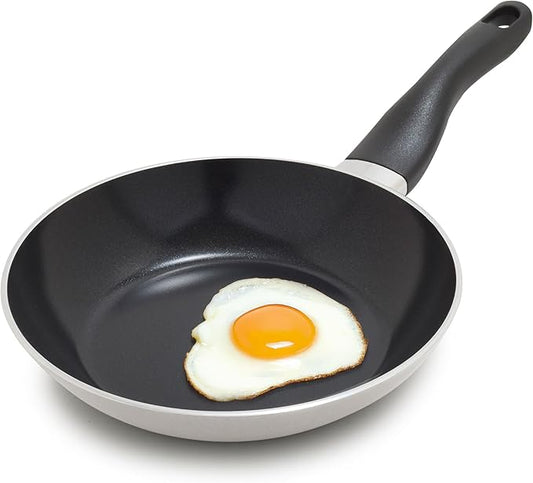 Lumenflon Deco 9.5” Nonstick Frying Pan Skillet, Made in Italy, Diamond Ceramic PFAS-Free, Dishwasher & Metal Utensil Safe, Durable Gloss Enamel Finish, Stay-Cool Handle, High Walls-Extra Room, Taupe