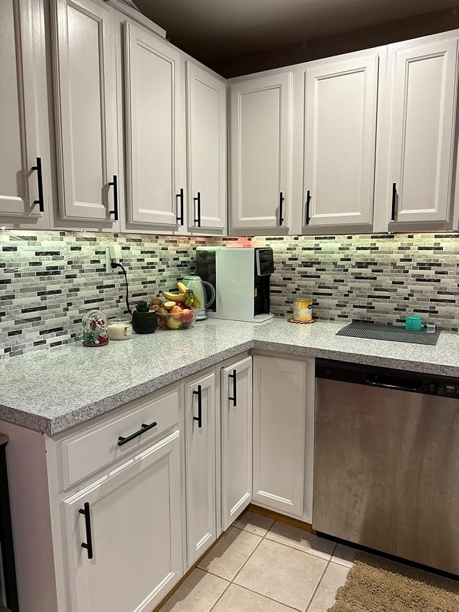 STICKGOO Thicker Design Peel and Stick Tile Backsplash, 12”×12”Stick on Backsplash for Kitchen, Self Adhesive Tile for Kitchen Backsplash and Bathroom(10 Sheets, Carrara Grey)