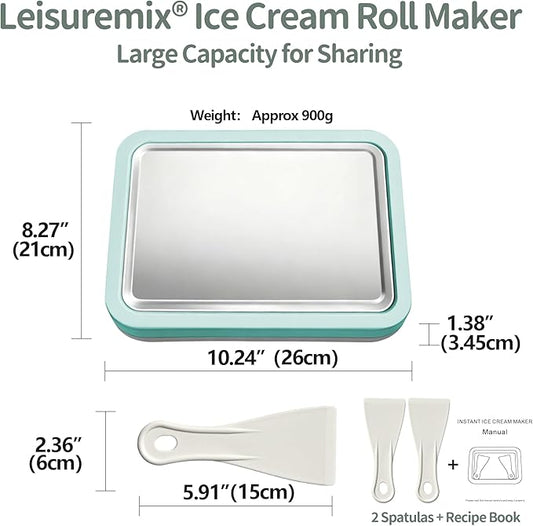 Rolled Ice Cream Maker, At-Home Instant Ice Cream Maker Machine Kit with 2 Spatulas, Homemade DIY for Fun Parent-Child Activities Families (White)