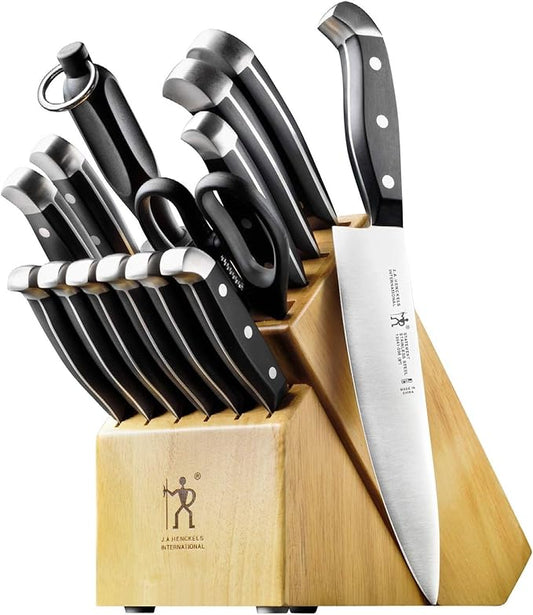 HENCKELS Statement Premium Quality 15-Piece Knife Set with Block, Razor-Sharp, German Engineered Informed by 100+ Years of Mastery, Lightweight and Strong, Dishwasher Safe
