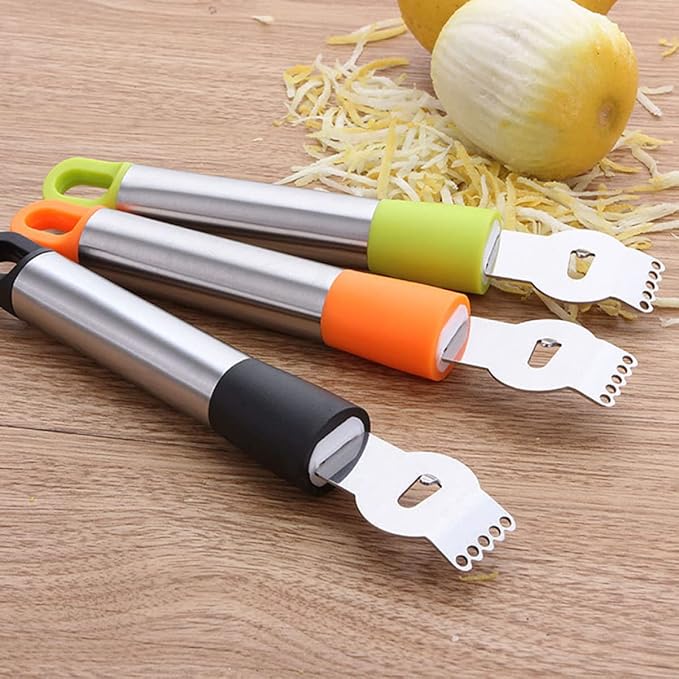 ABOOFAN Stainless Steel Lemon Zester and Grater Tool with Hanging Loop Multi Functional Citrus Peeler for Slicing and Chocolate Shaving Random Color Random Color