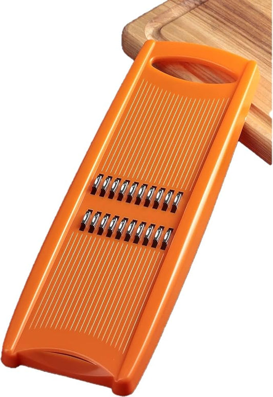 Korean Carrot Grater Julienne Slicer, Vegetable Shredder for Carrots, Cabbage & Cucumber, Stainless Steel Blades, Dishwasher Safe, Compact Handheld Mandoline (Orange)