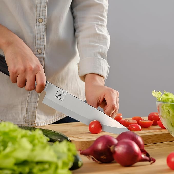 imarku Chef Knife 8-Inch Pro Japanese Kitchen Knife 7Cr17MoV High-Carbon Stainless Steel Paring Knife Ergonomic Handle Rasor Sharp Single-Bevel Edge Birthday Gift for Women and Men