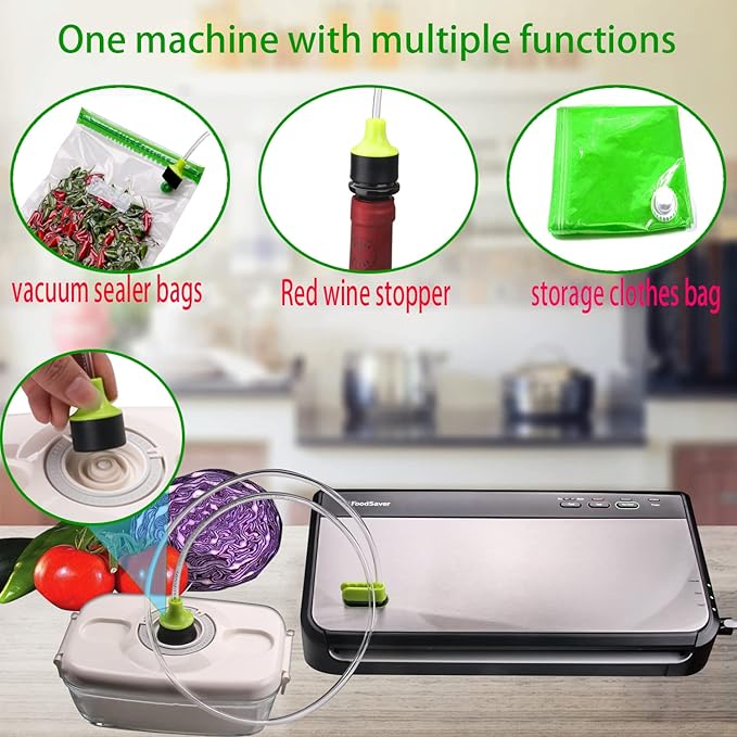 Accessory Hose Compatible with FoodSaver Vacuum Sealer，Suitable for all sealing zipper bags, wine plugs, jar seals, vacuum sealing agents (accessory hose compatible with foodsaver)