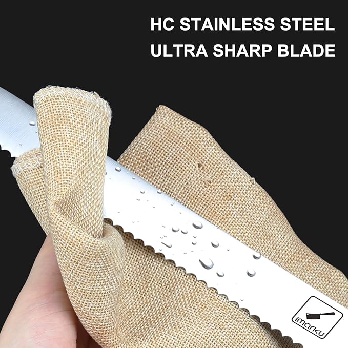 imarku Serrated Bread Knife,10-Inch German HC Stainless Steel of Slicer, Professional Grade Serrated Edge Cake Knife Bread Cutter for homemade Crusty, Best Birthday Gifts for Family and Friends