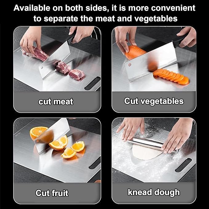Katuchef Titanium Cutting Board,2026 New 100% Pure Titanium Cutting Boards for Kitchen,Titan Cut Pro Non toxic Doubld-Side Durable Chopping Boards, Easy to Clean and Store(2PC-M+XL)